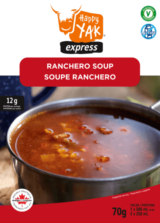 Soupe Ranchero pour les longues randonnées au Quebec et Canada par Happy Yak et Mount Trail.