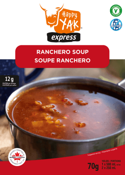 Ranchero soup for long hikes in Quebec and Canada by Happy Yak and Mount Trail.