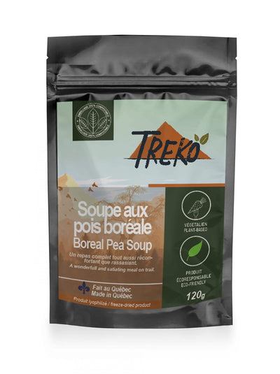 Treko's freeze-dried soup by weight for long hikes, outdoor activities and camping. Ideal for hikers in Quebec and Canada.